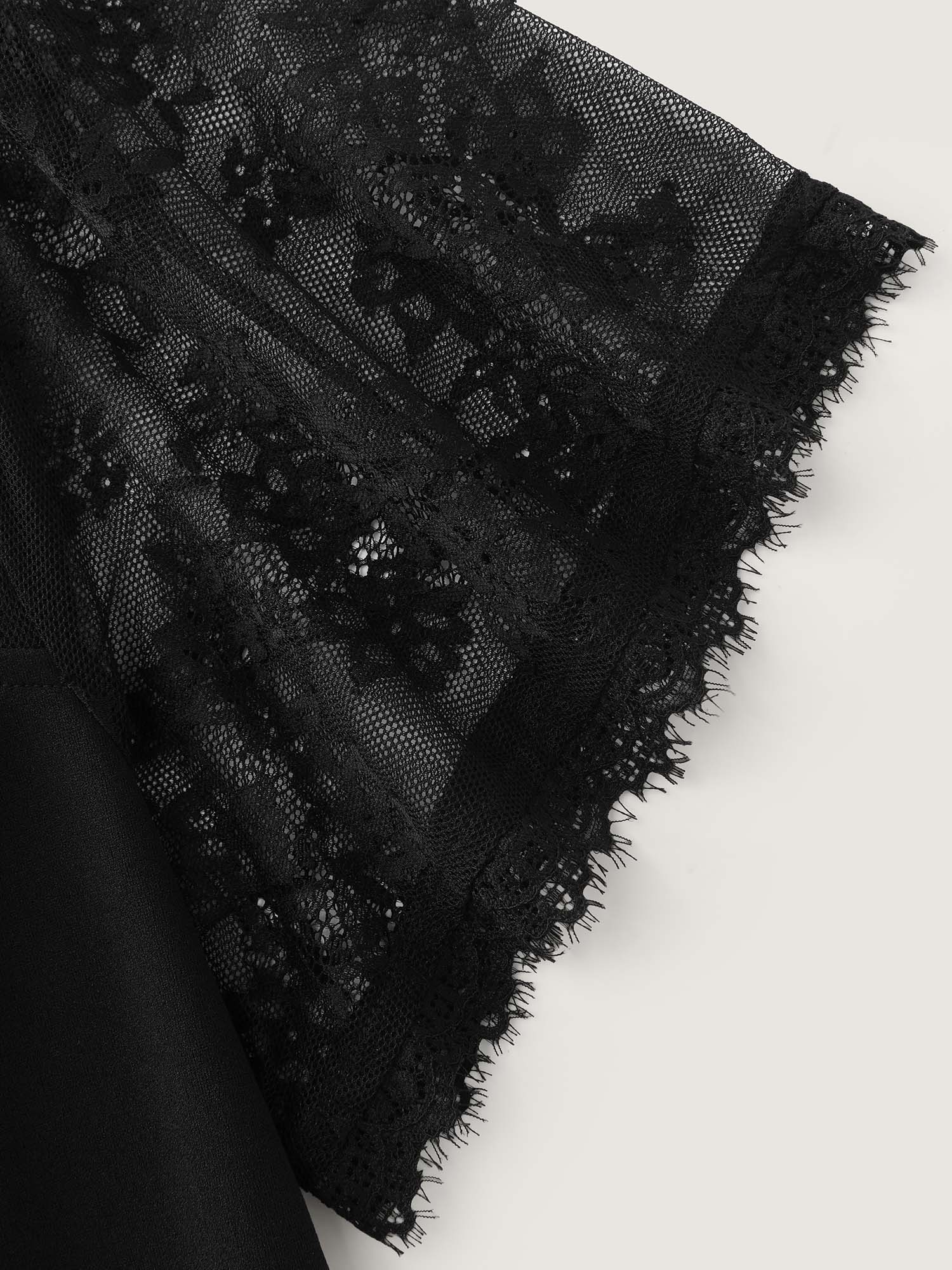 Sheer Lace Neckline Sweetheart Midi Dress - Image 6