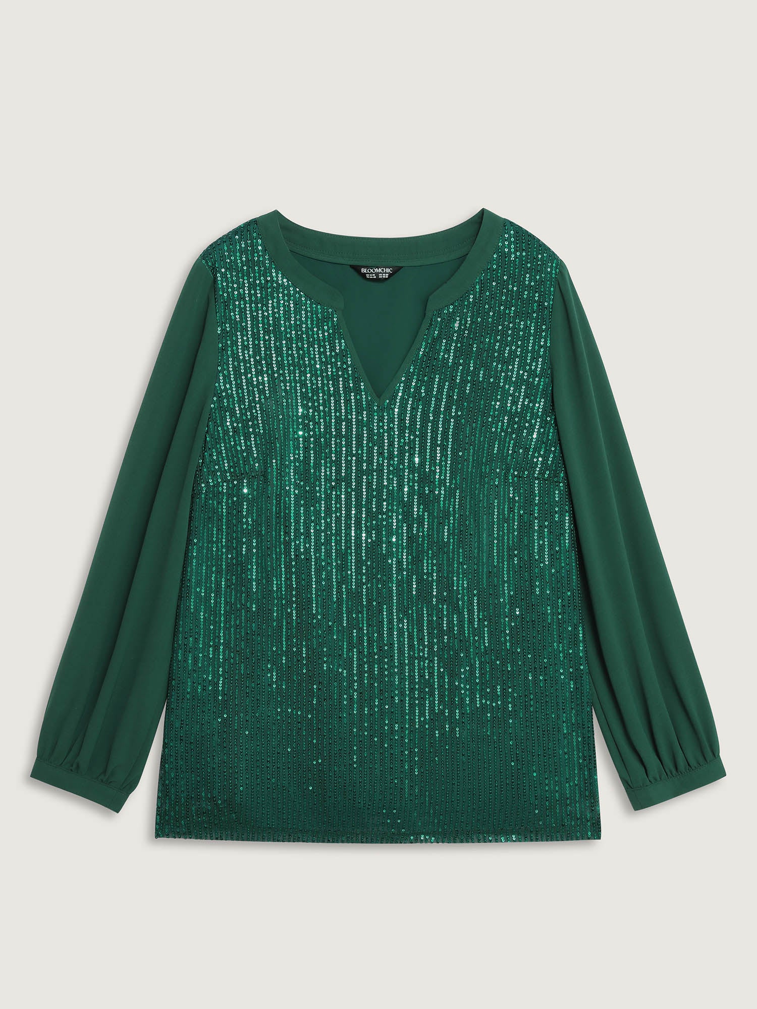 Shimmery Sequin Notched Collar Blouse - Image 9