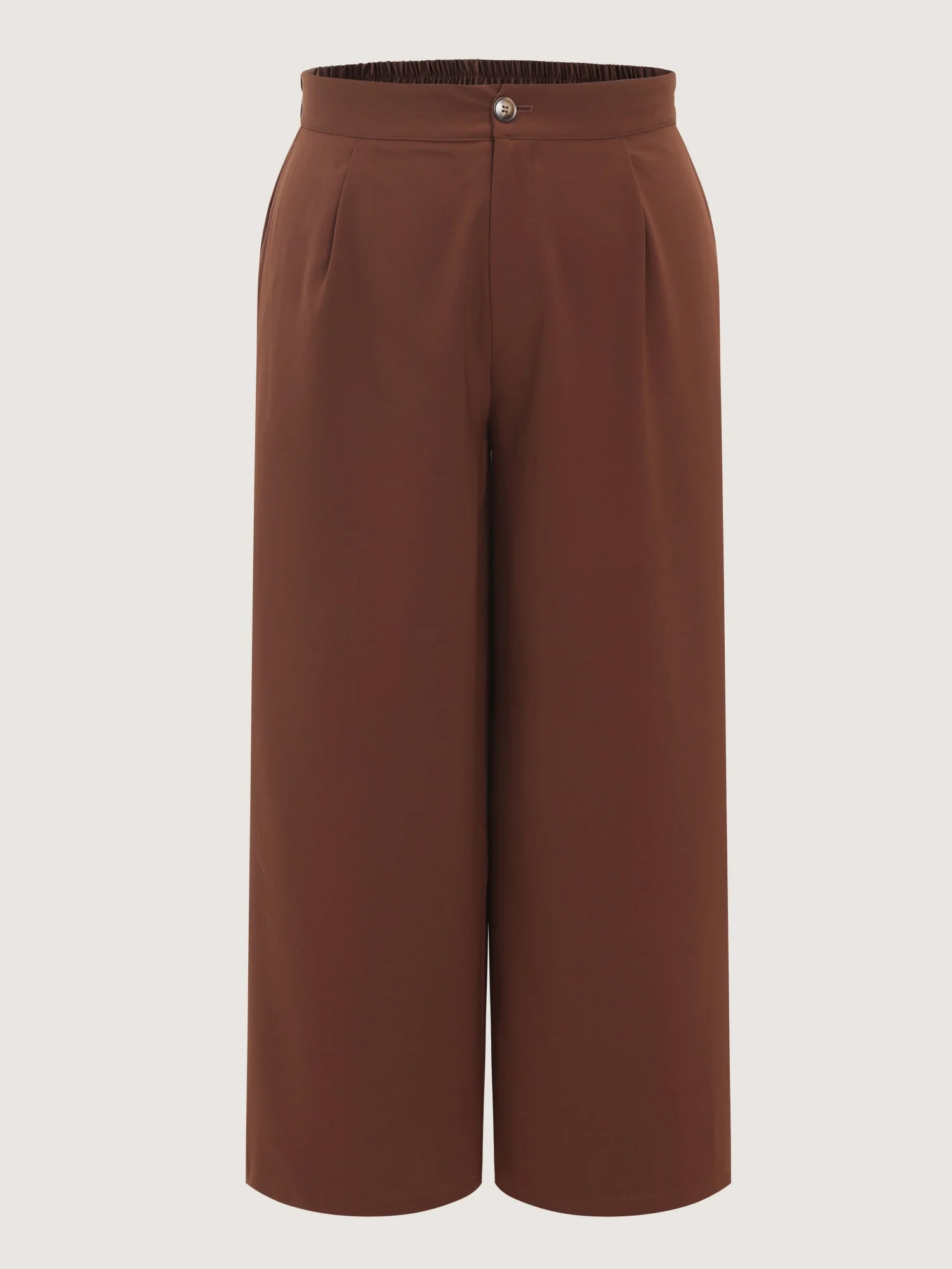 Solid Pleated High Waist Wide Leg Pants - Image 8