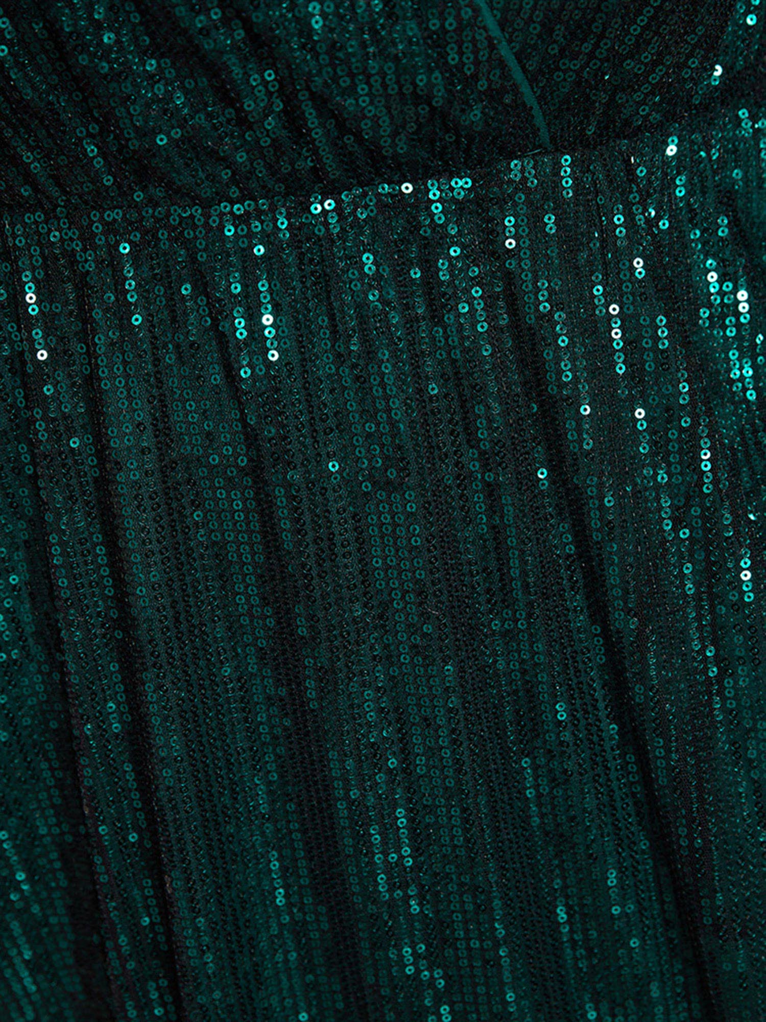 Solid Pocket Lantern Sleeve Wrap Sequin Dress - Image 20