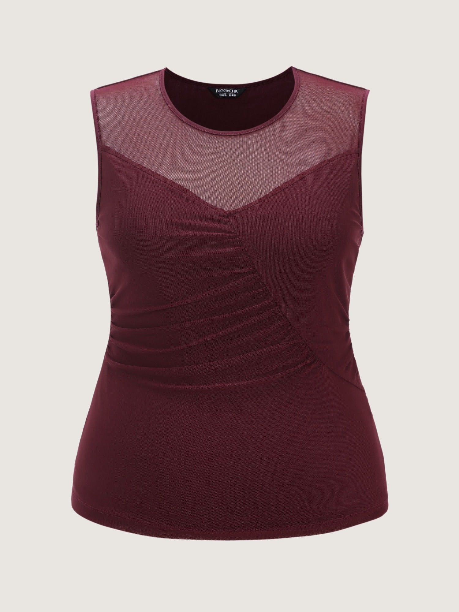 Solid Sheer Mesh Ruched Tank Top - Image 7