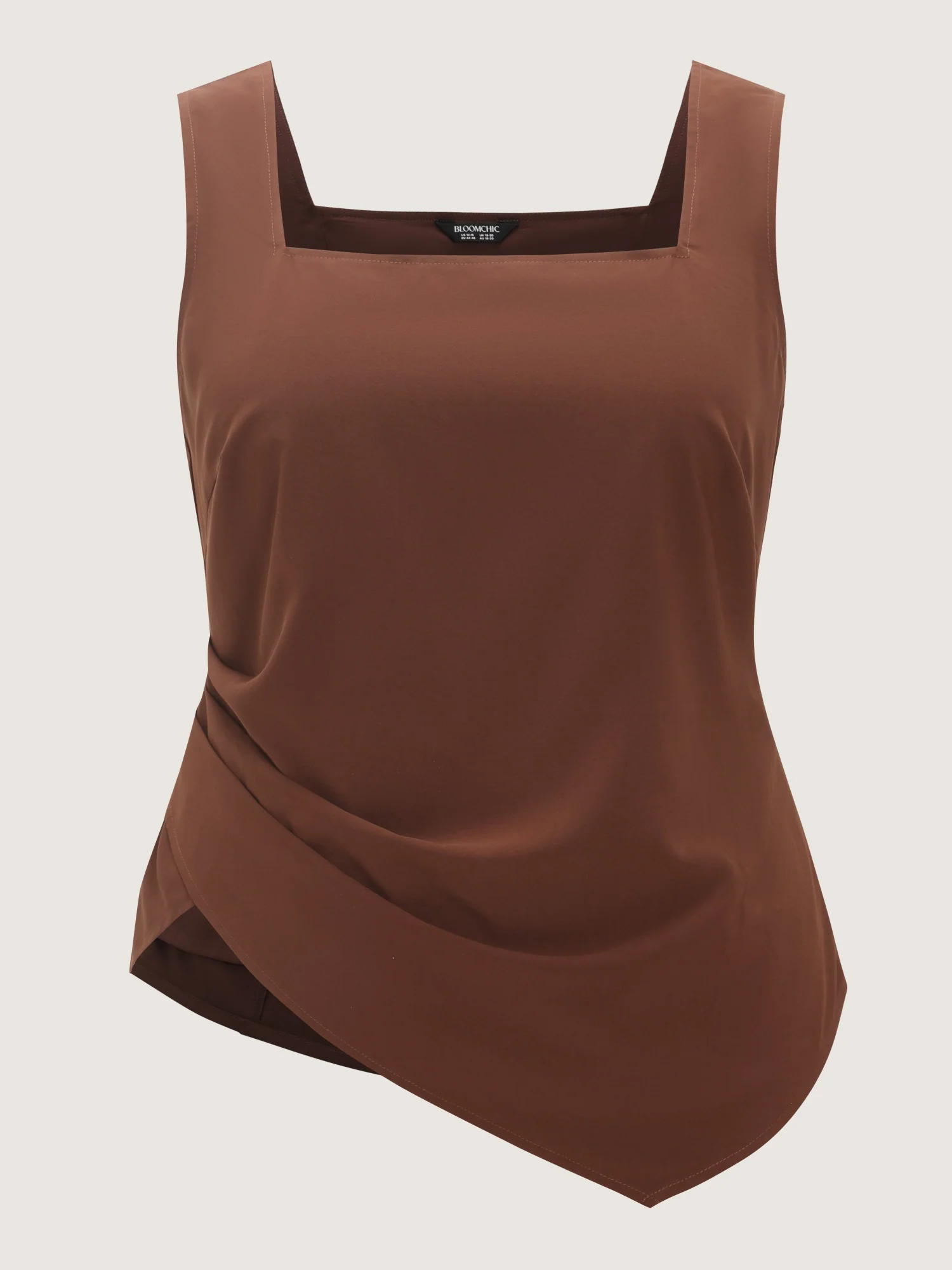 Solid Side Ruched Asymmetrical Hem Tank Top - Image 8