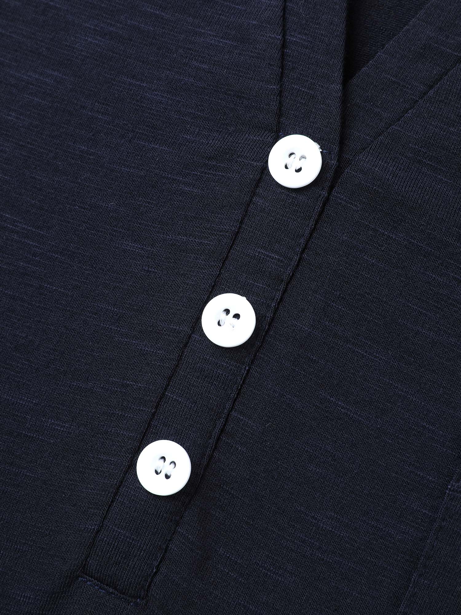 Solid Split Neck Button Detail T-Shirt - Image 9