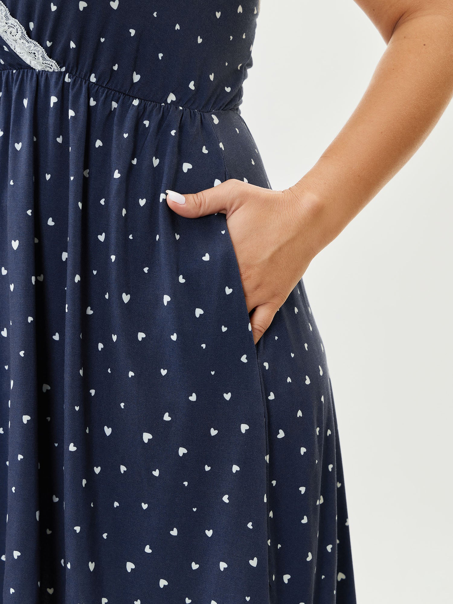 Stretchy Mini Hearts Halter Neck Nightgown - Image 4