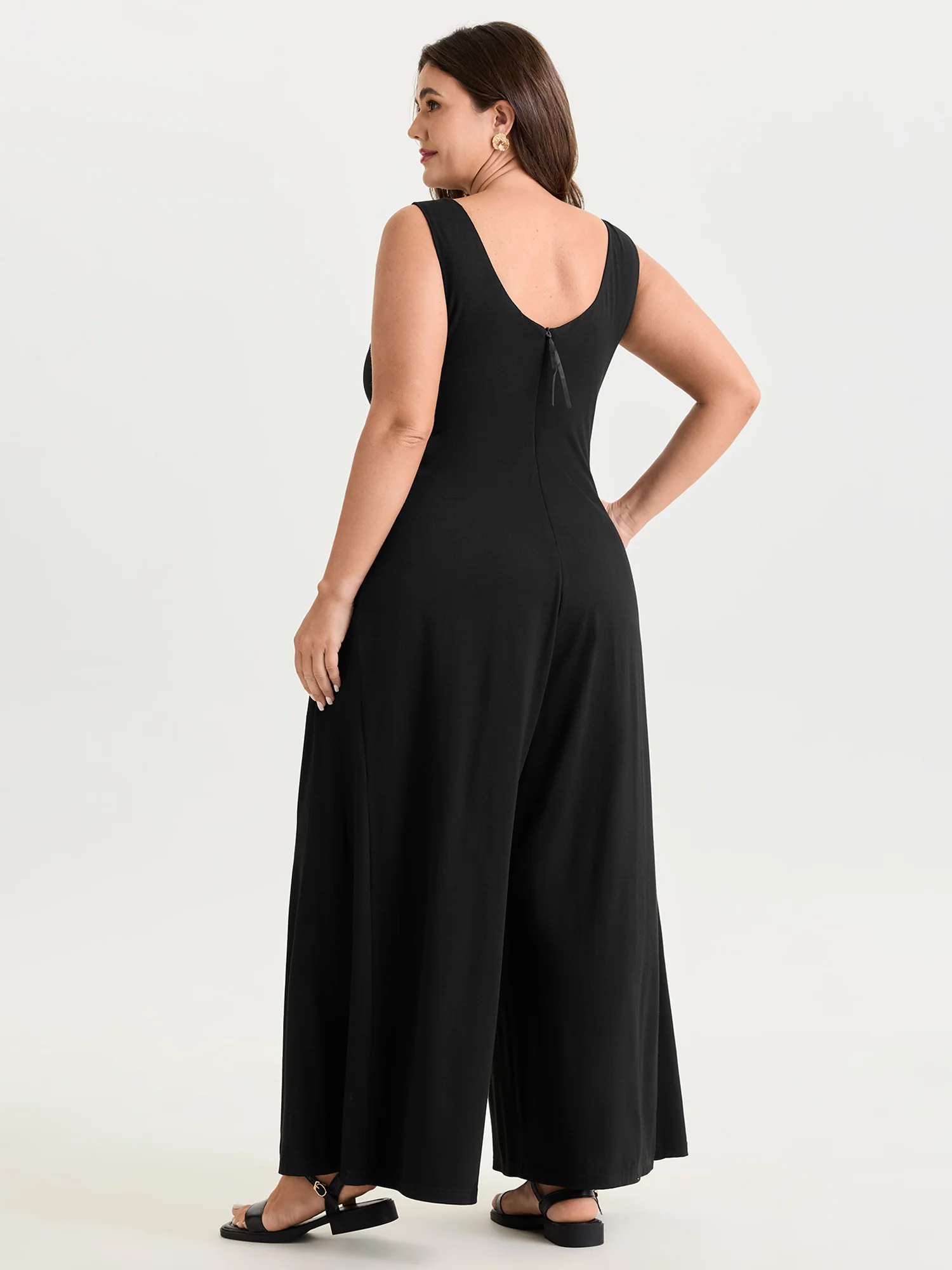 Stretchy Deep Back Neckline Jumpsuit - Image 4