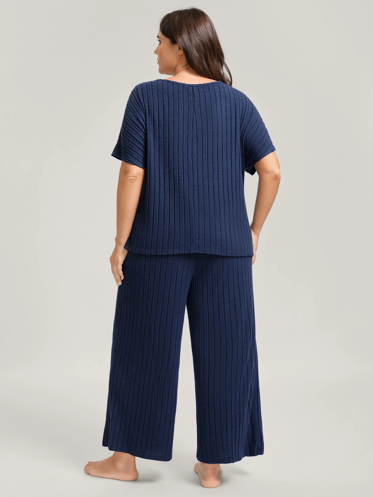 Stretchy Pit Strip Solid Loungewear Set - Image 41