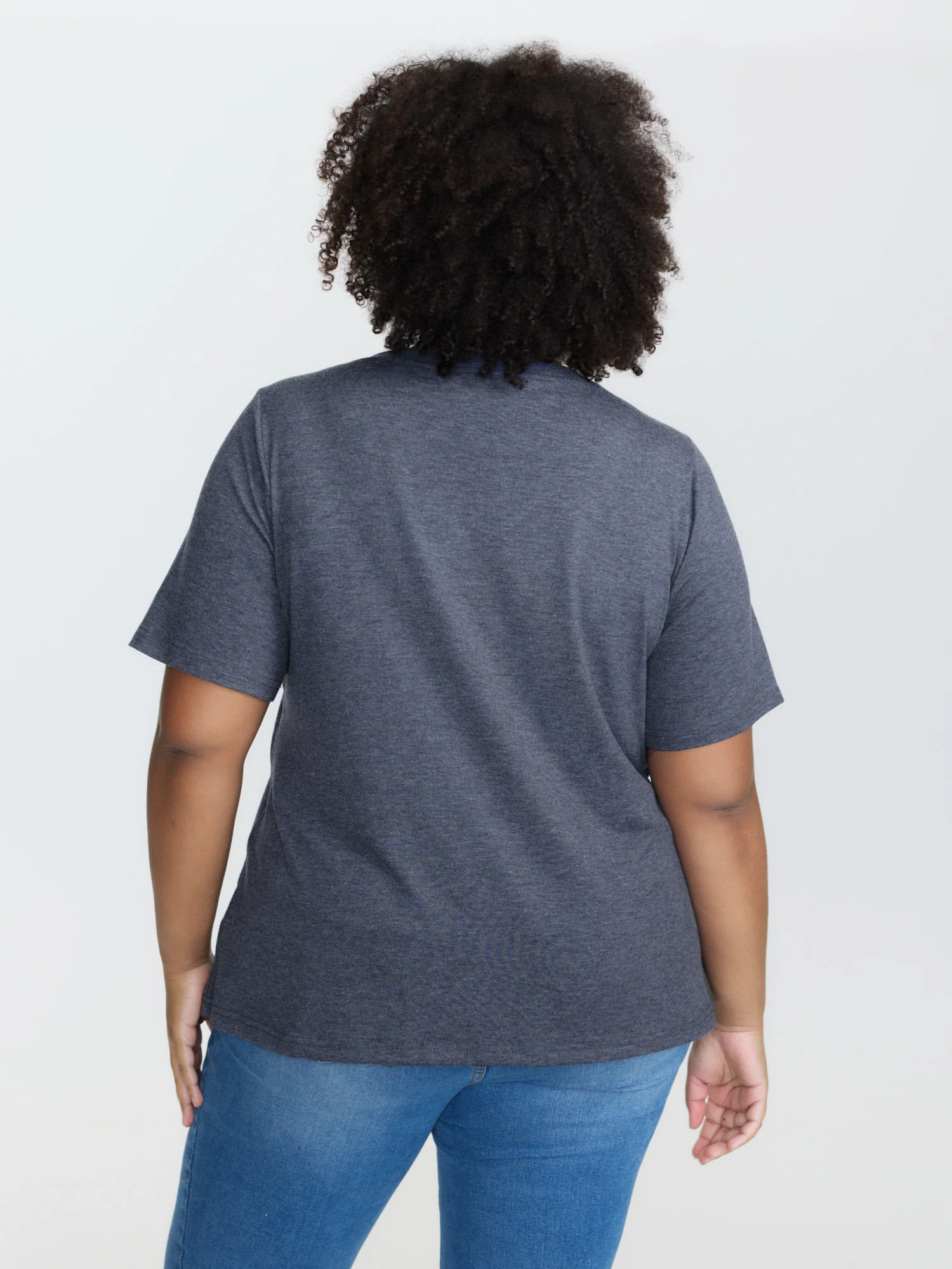 Stretchy Plain V-Neck T-Shirt - Image 4