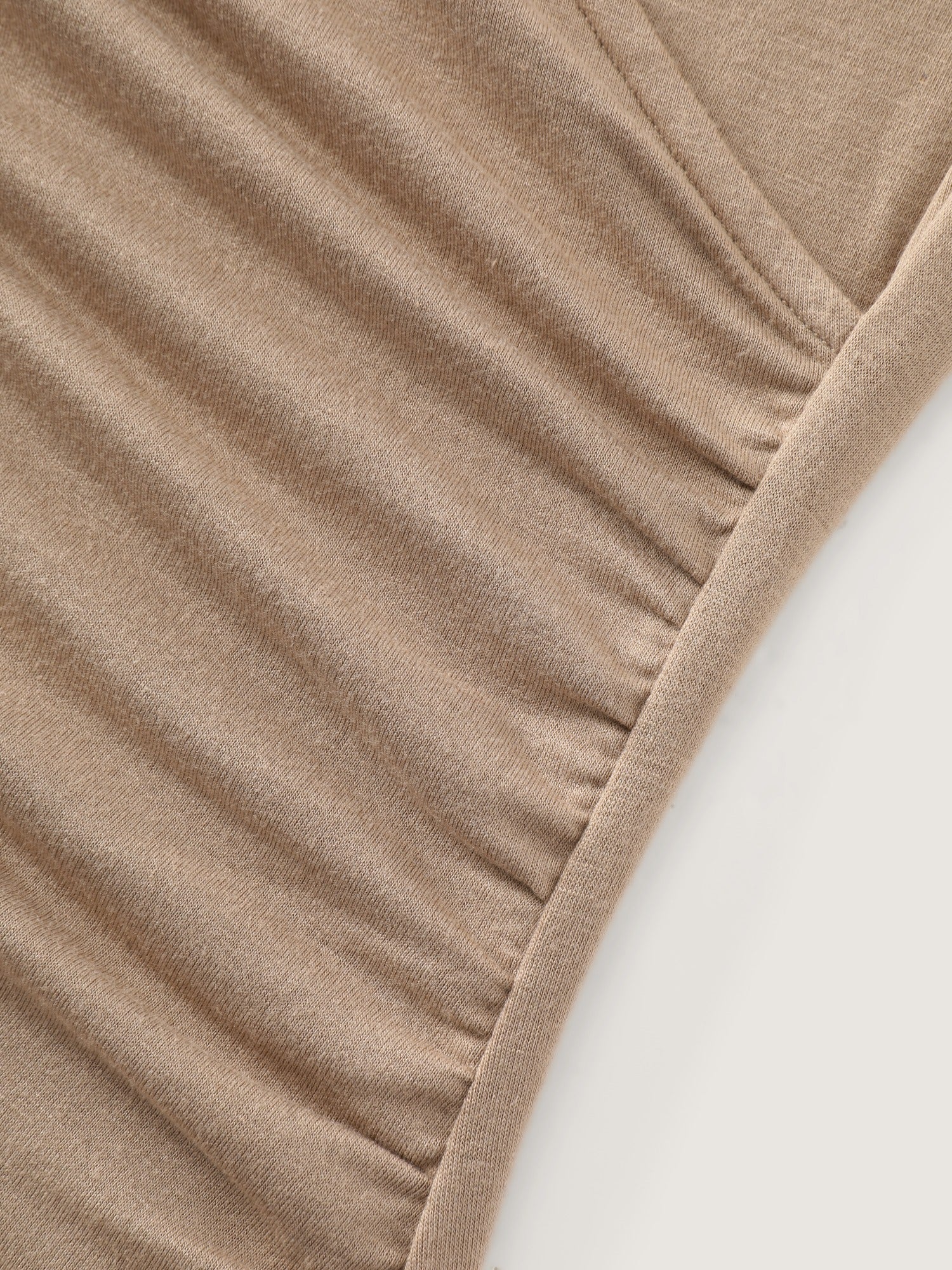 Stretchy Solid Surplice Neck Ruched Fitted Knit Top - Image 5