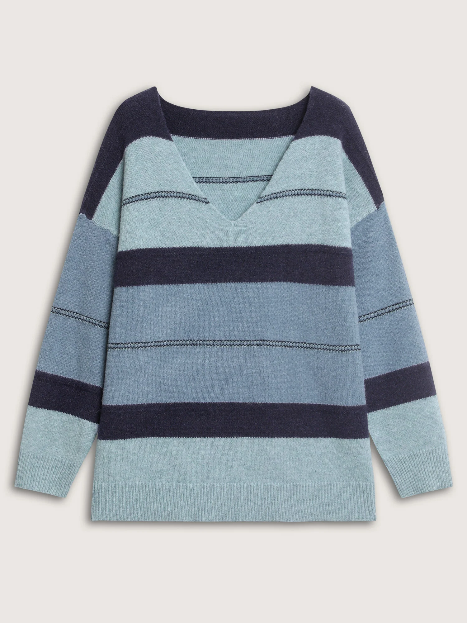 Striped Print Color Contrast Pullover - Image 11