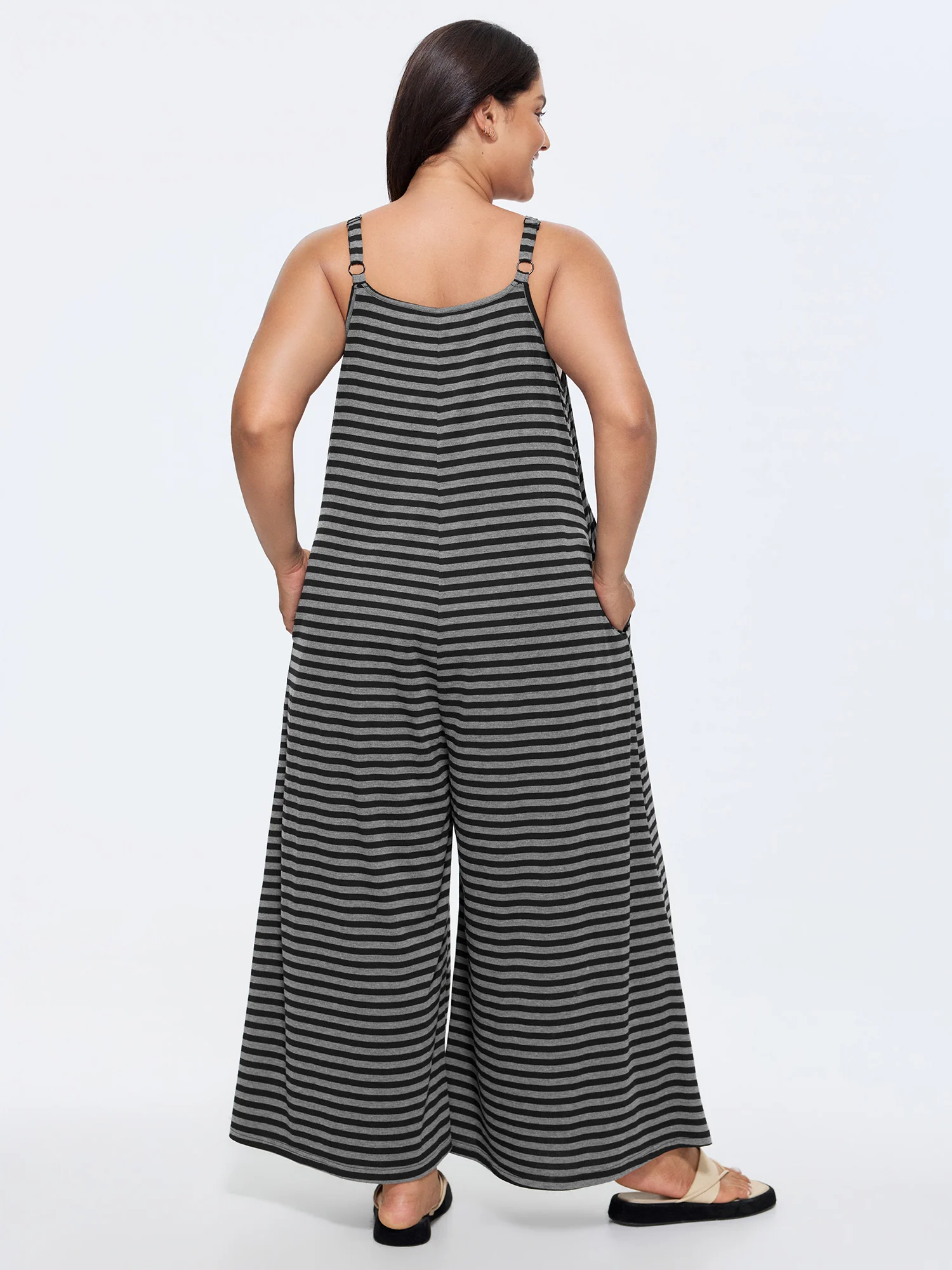Striped Print Relaxed-Fit Cami Jumpsuit - Image 4