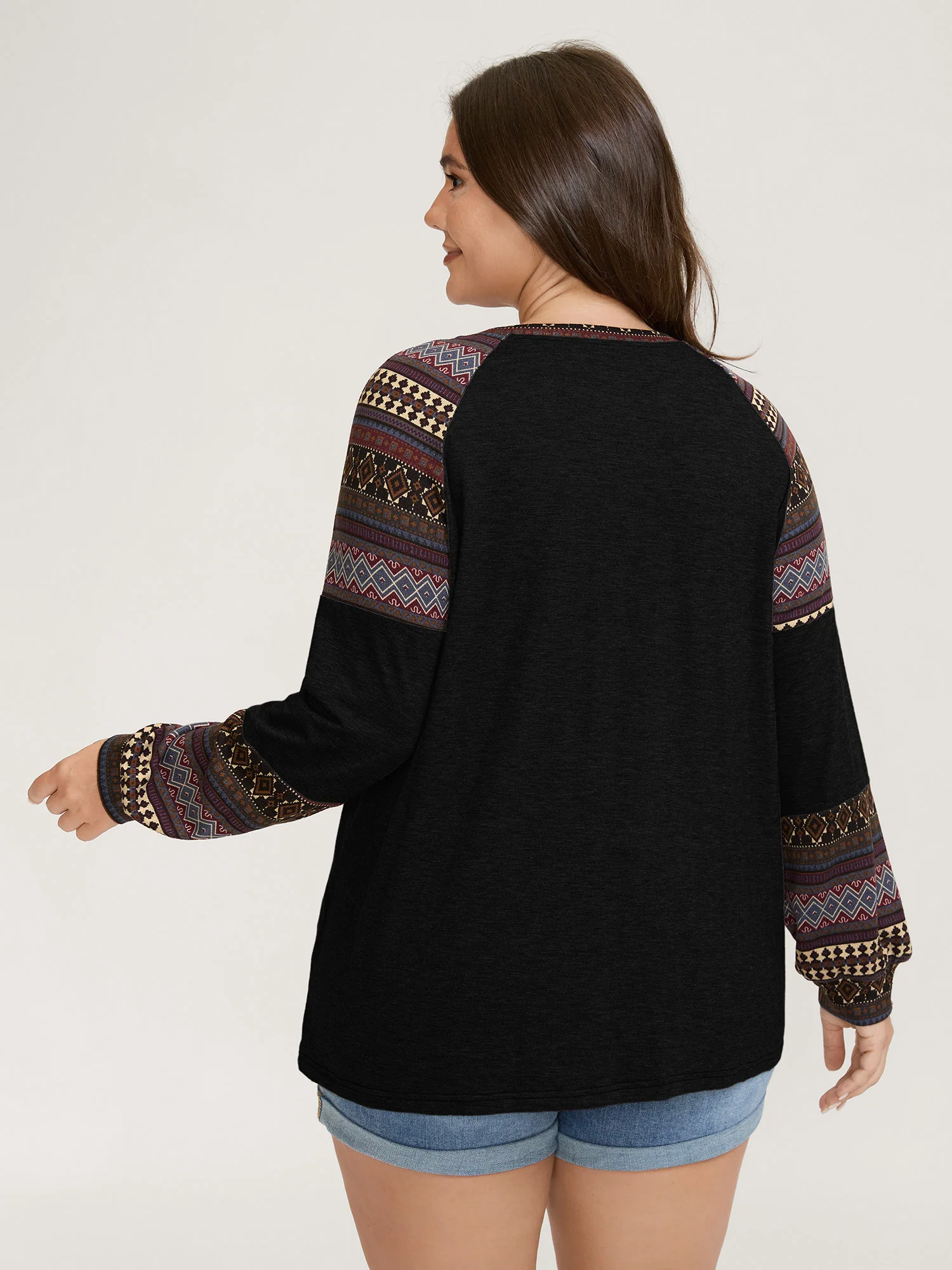 Supersoft Boho Stripes Spliced T-Shirt - Image 4