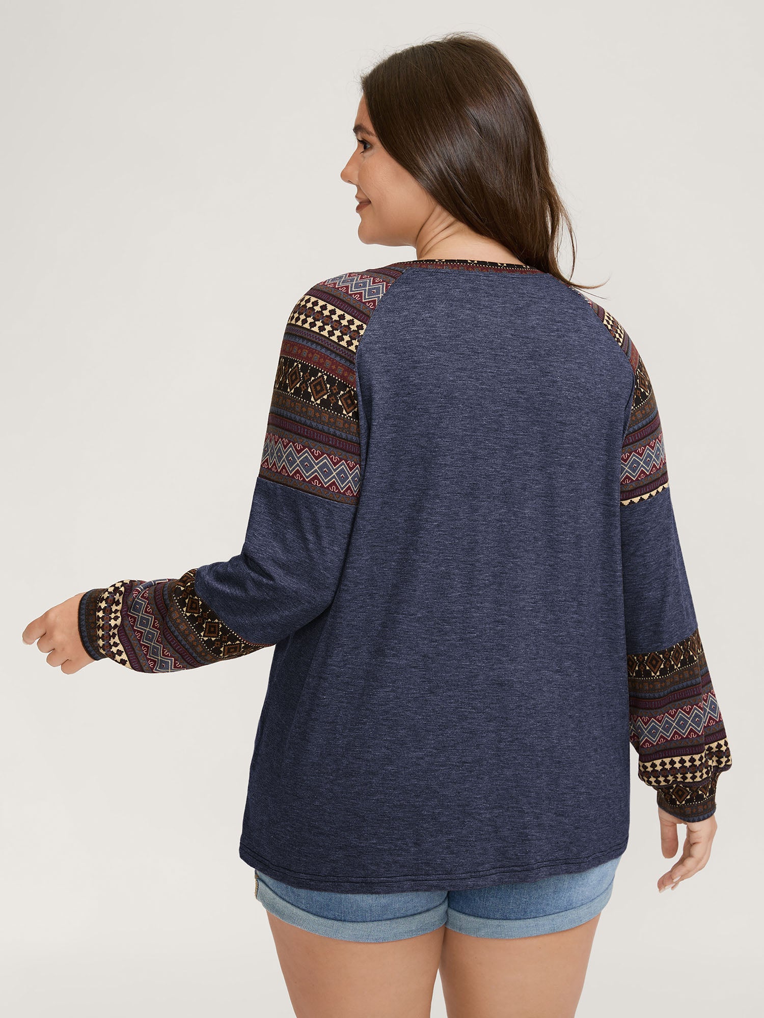 Supersoft Boho Stripes Spliced T-Shirt - Image 8