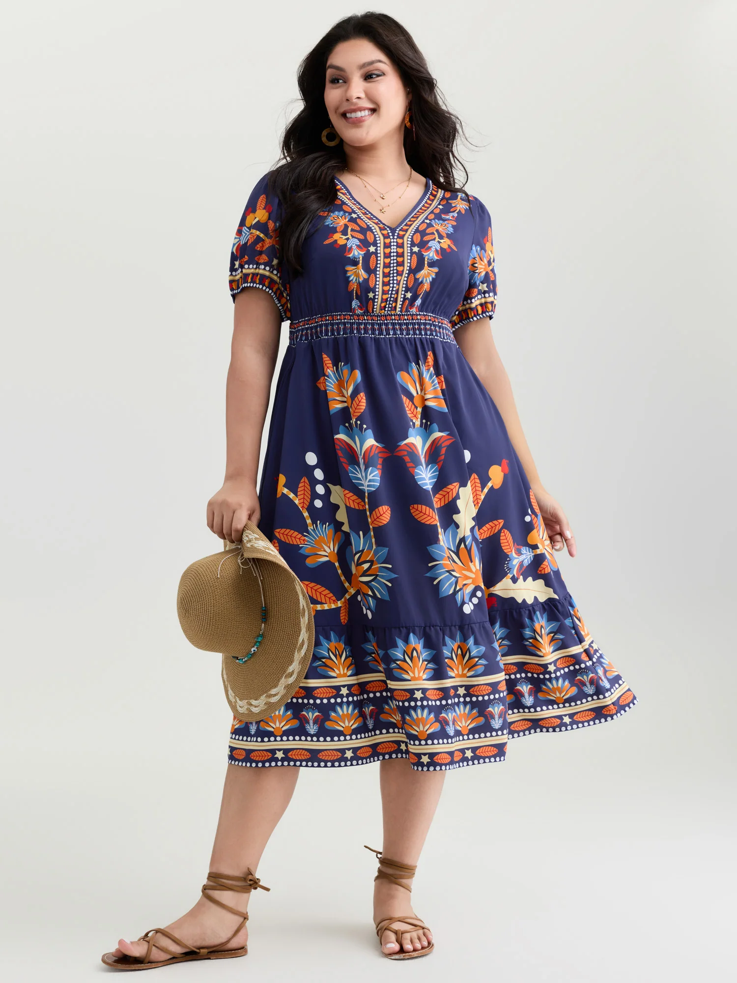 Supersoft Bright Floral Print Midi Dress
