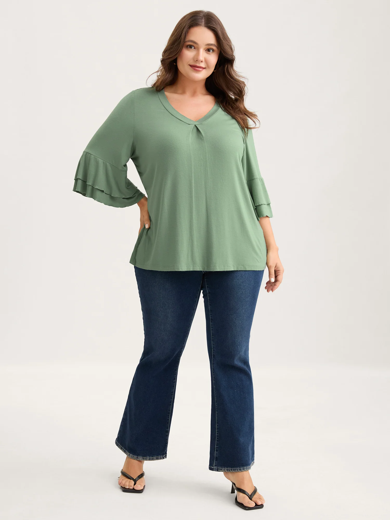 Supersoft Essentials Ruffle Layered Sleeve Pleated T-shirt - Image 3