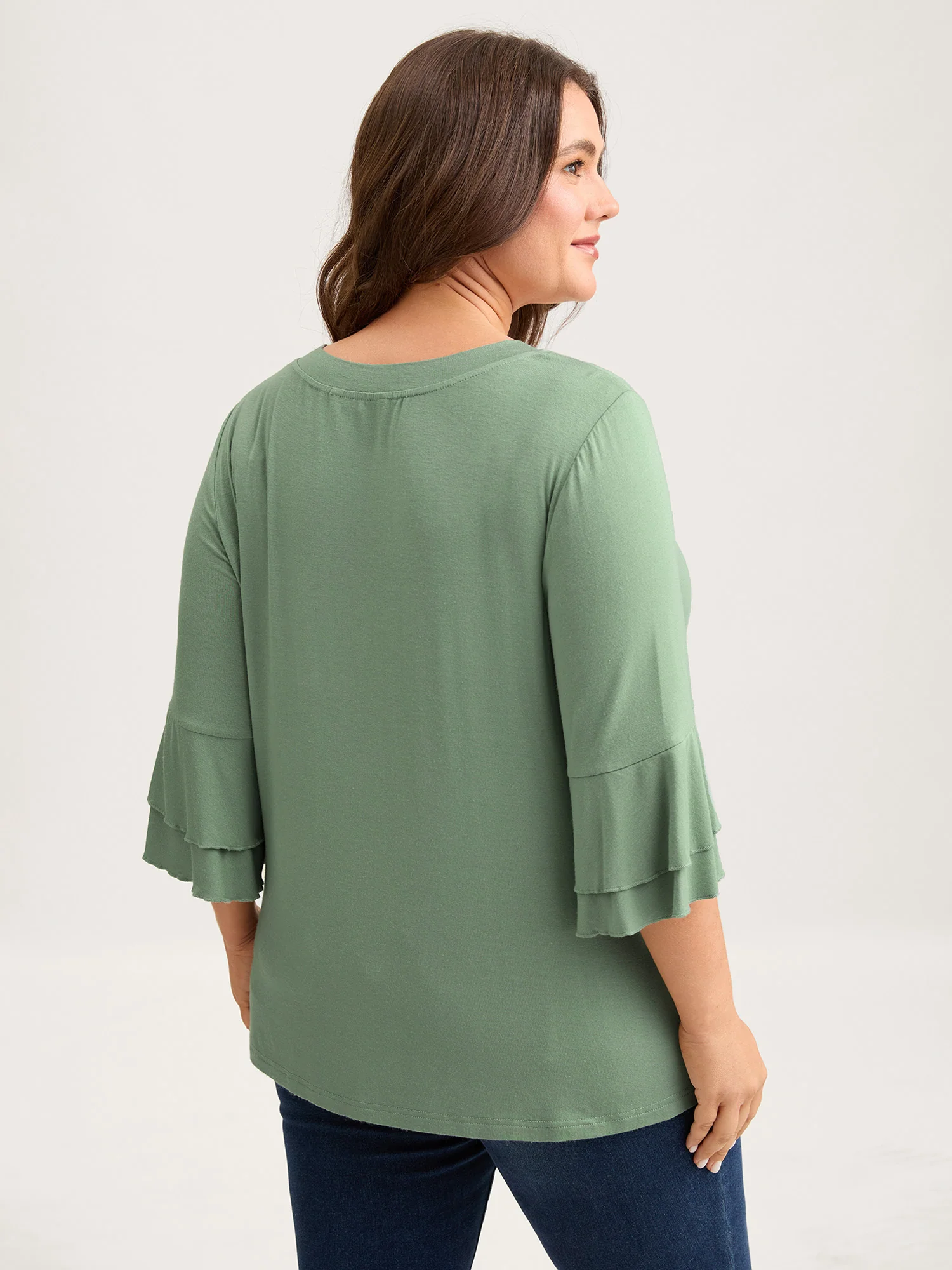 Supersoft Essentials Ruffle Layered Sleeve Pleated T-shirt - Image 4