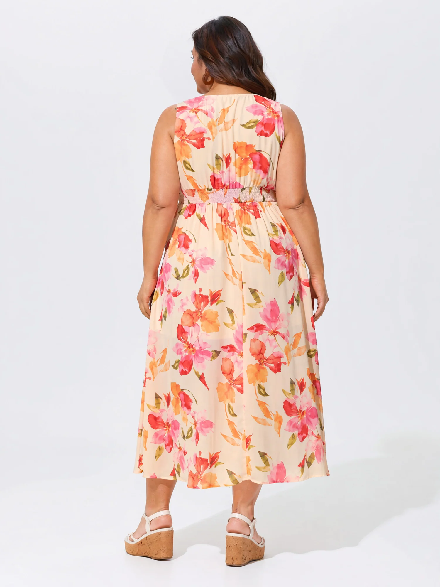 Supersoft Floral Print Split Hem Midi Dress - Image 4