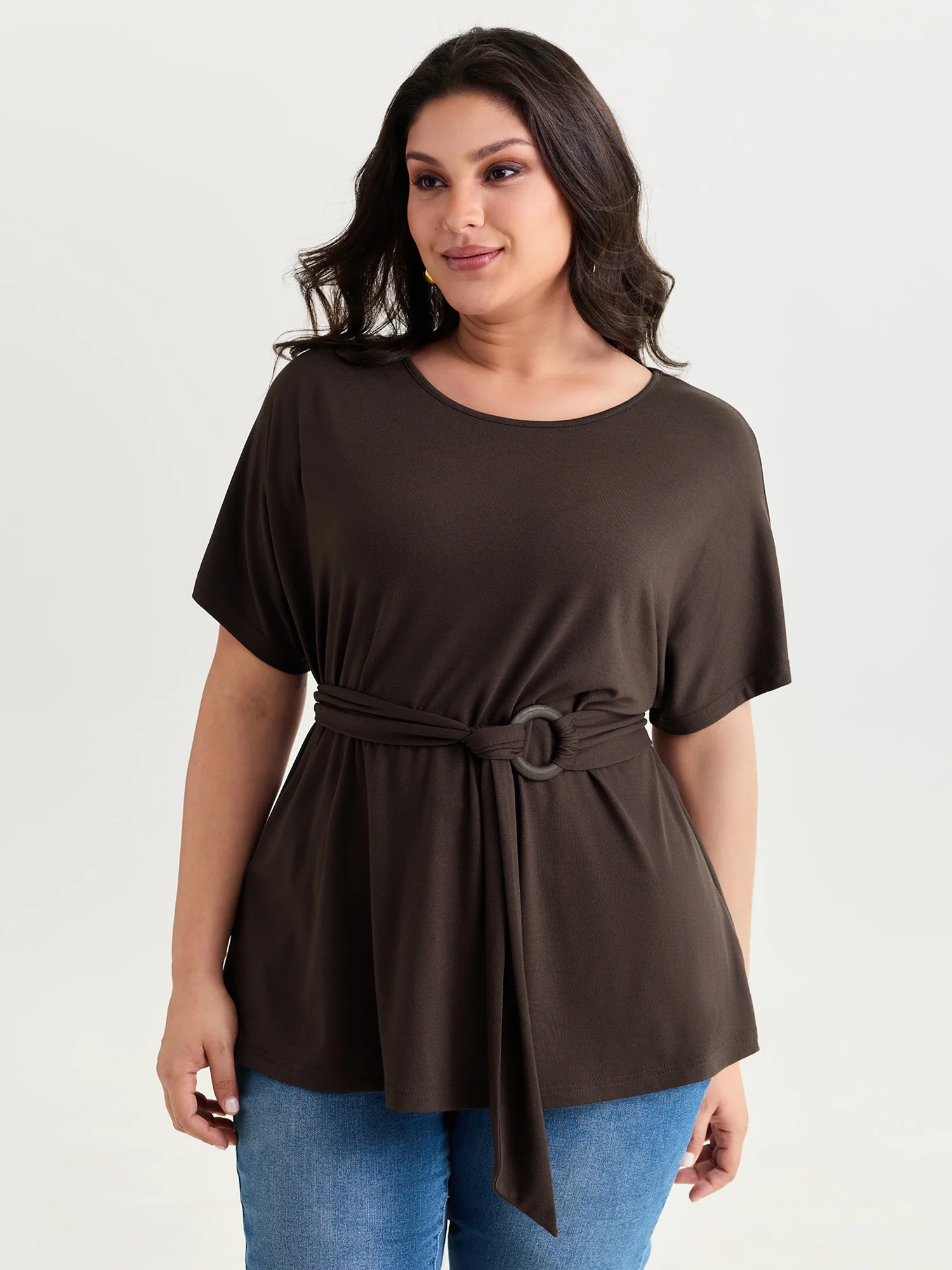 Supersoft Stretchy Waist-Defining Tied Knit Top