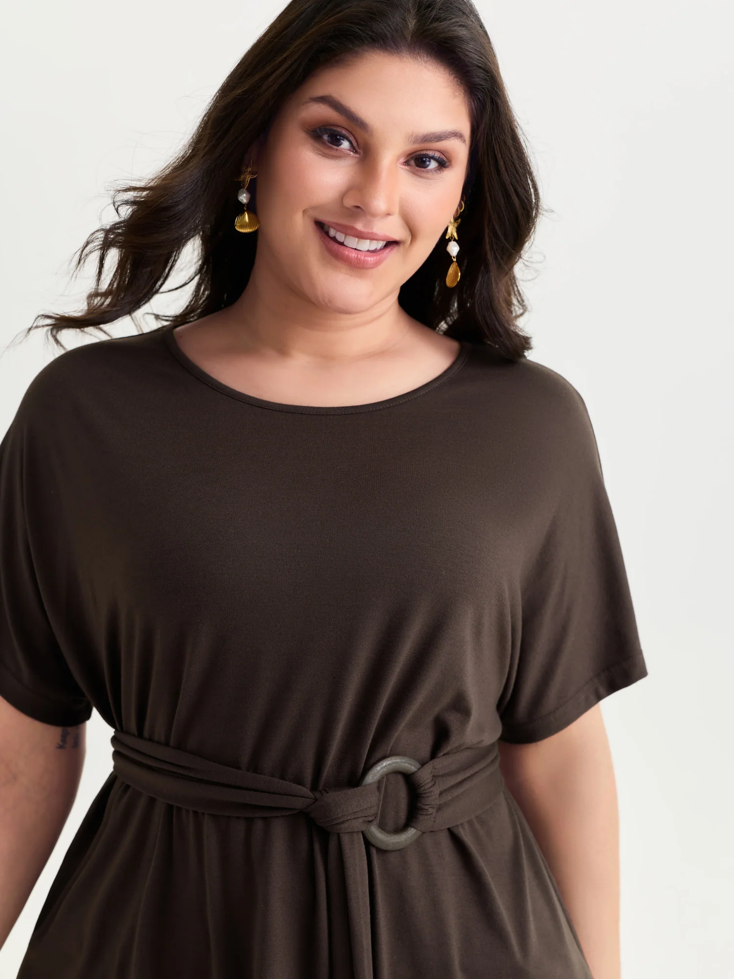 Supersoft Stretchy Waist-Defining Tied Knit Top - Image 2