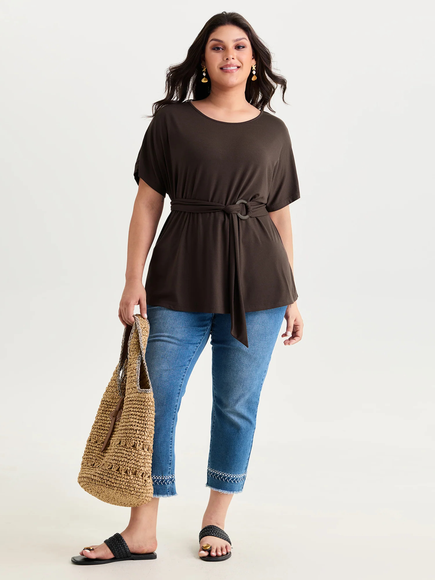 Supersoft Stretchy Waist-Defining Tied Knit Top - Image 3