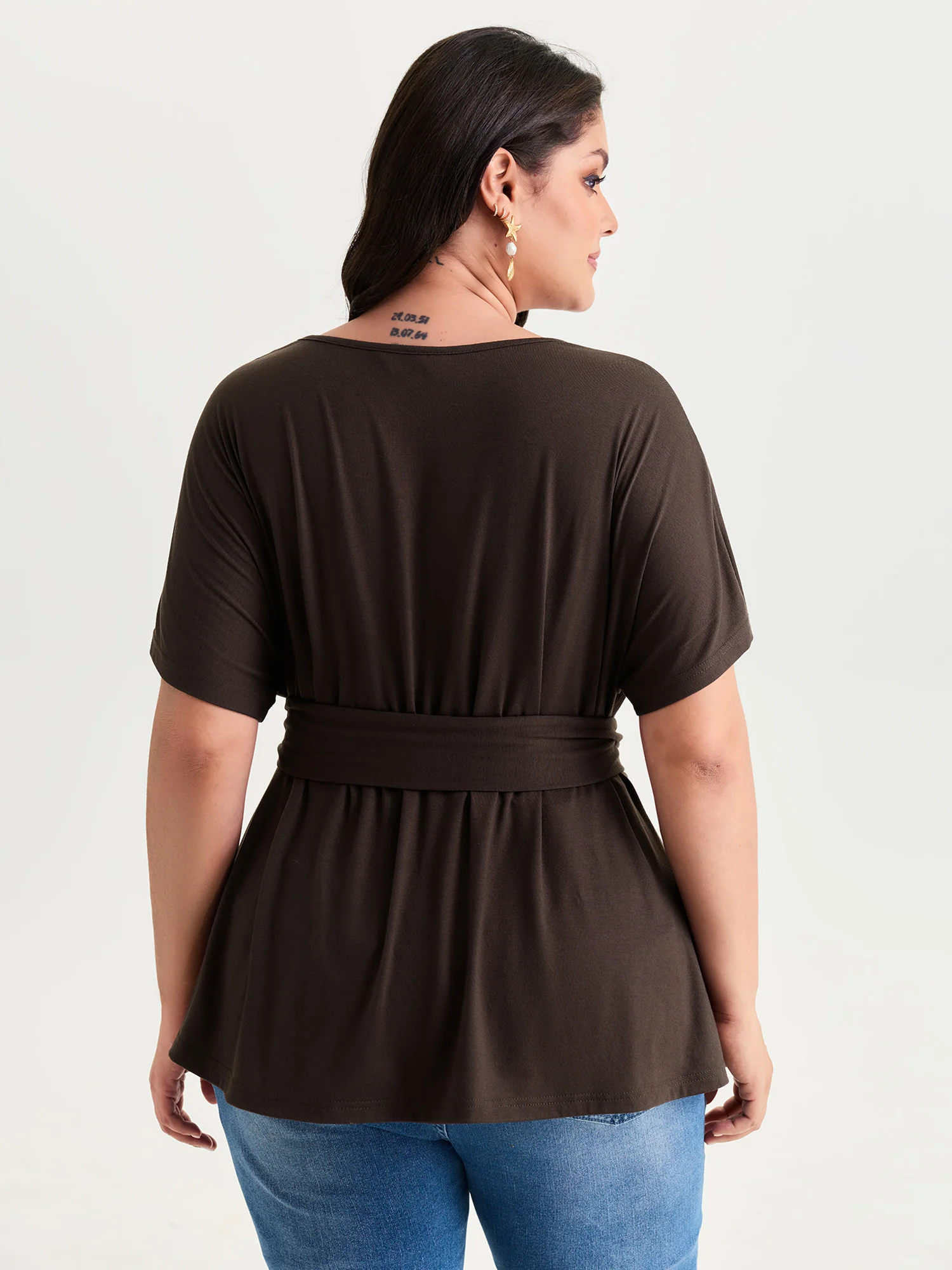 Supersoft Stretchy Waist-Defining Tied Knit Top - Image 5