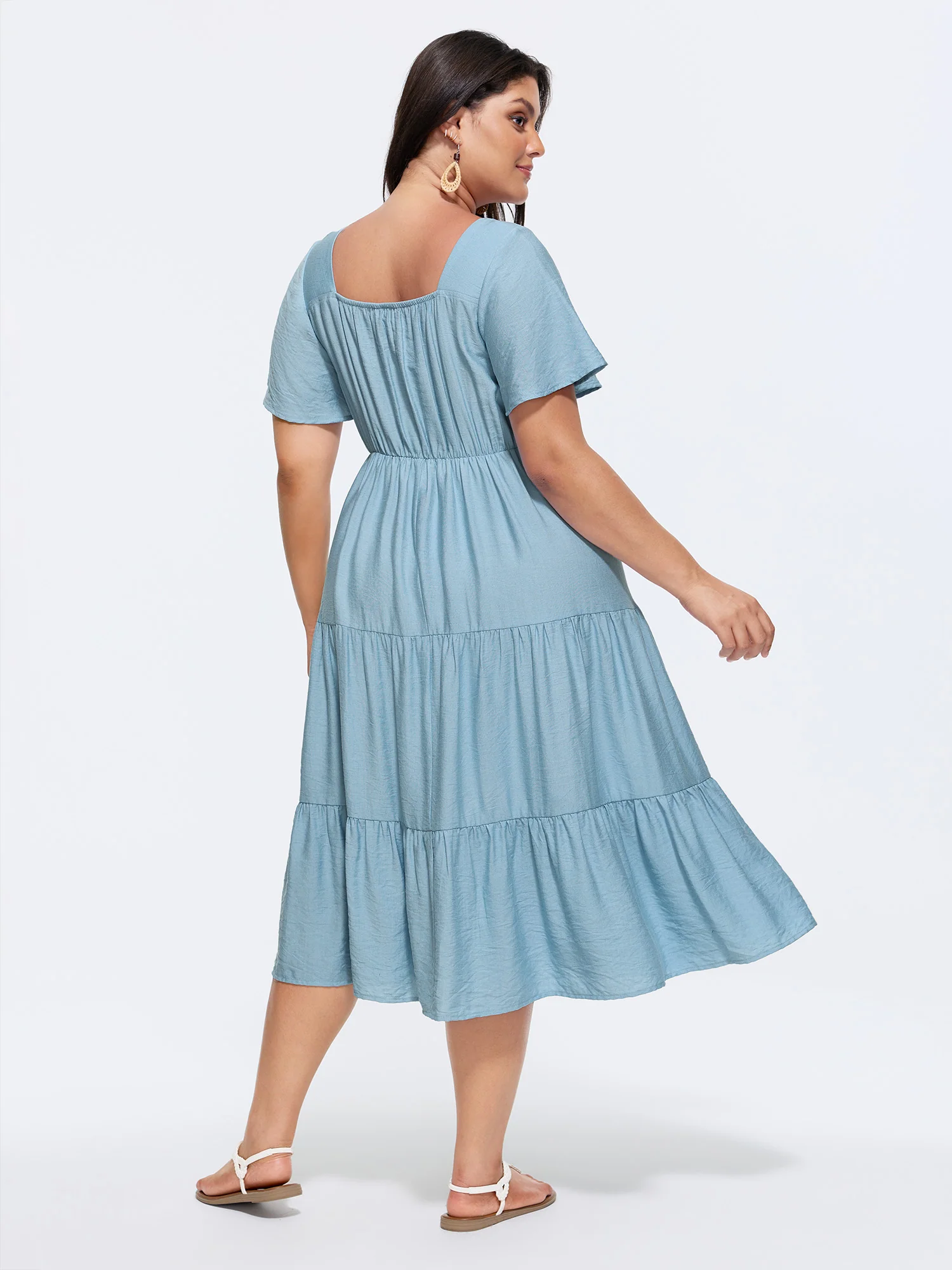 Sweetheart Drawstring Pocket Tiered Dress - Image 3