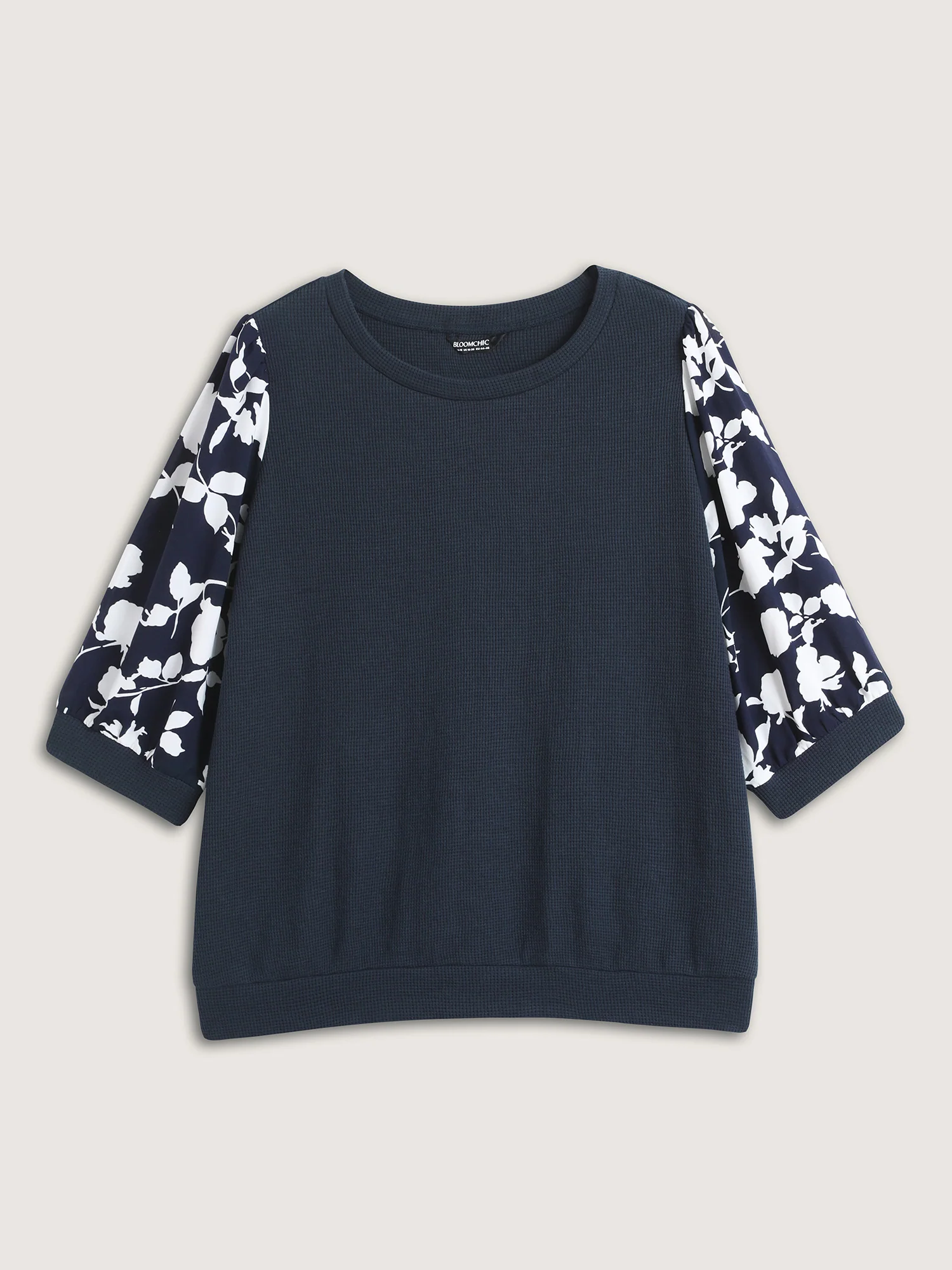 Textured Floral Puffy Sleeve Sweatshirt - Image 6