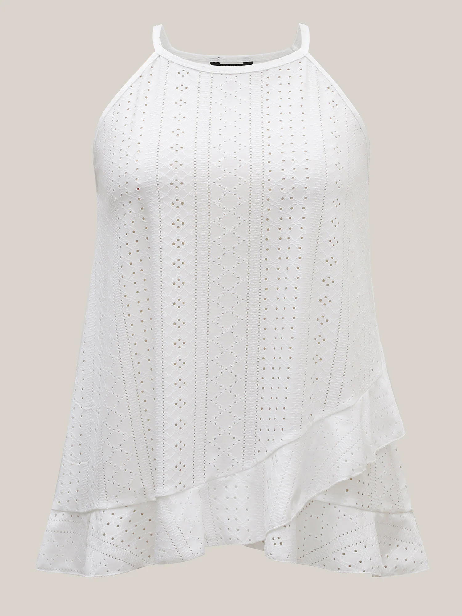 Textured Knit Overlap Hem Tank Top - Image 9
