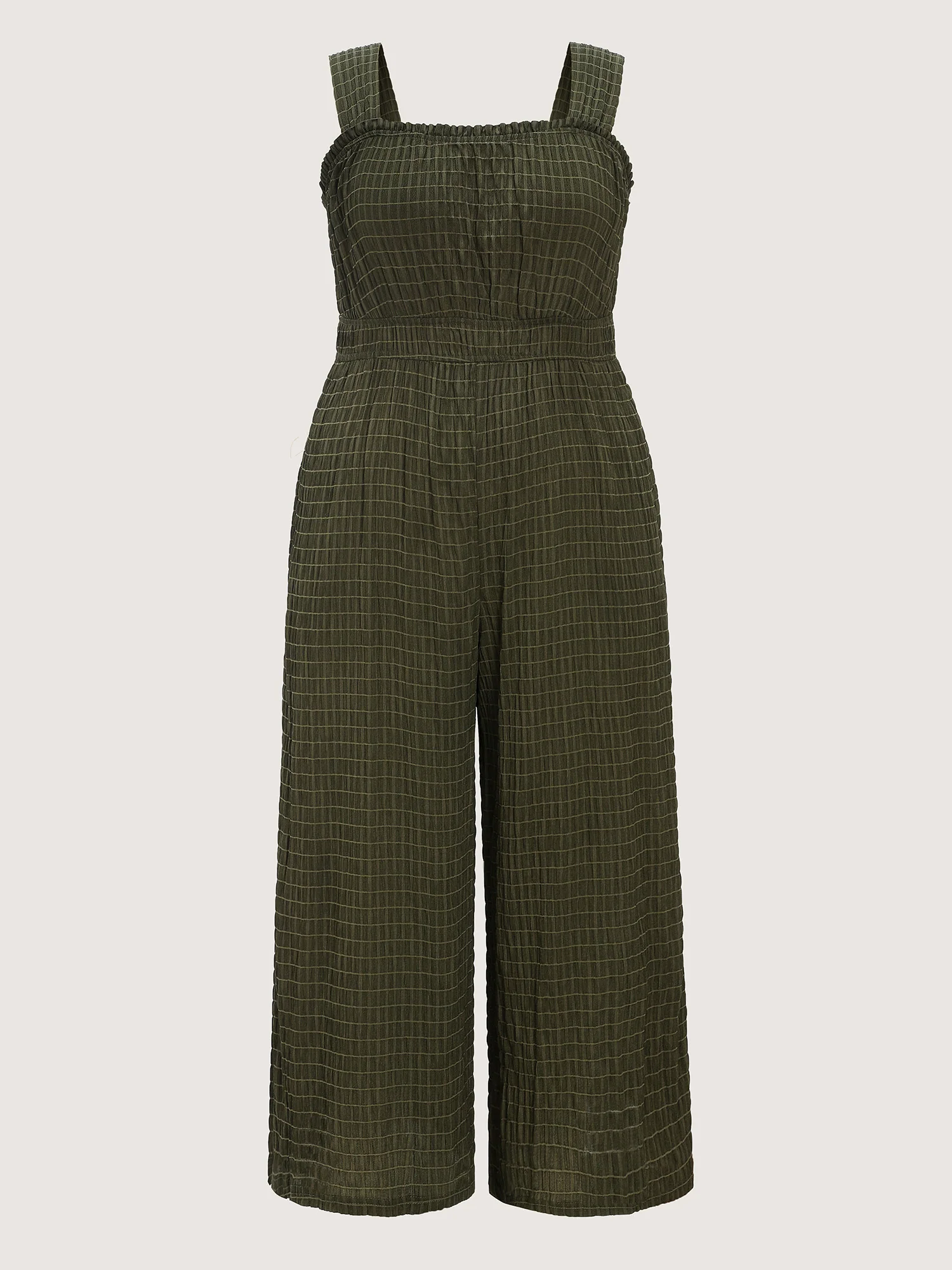 Textured Wide Straps Shirred Waist Jumpsuit - Image 7