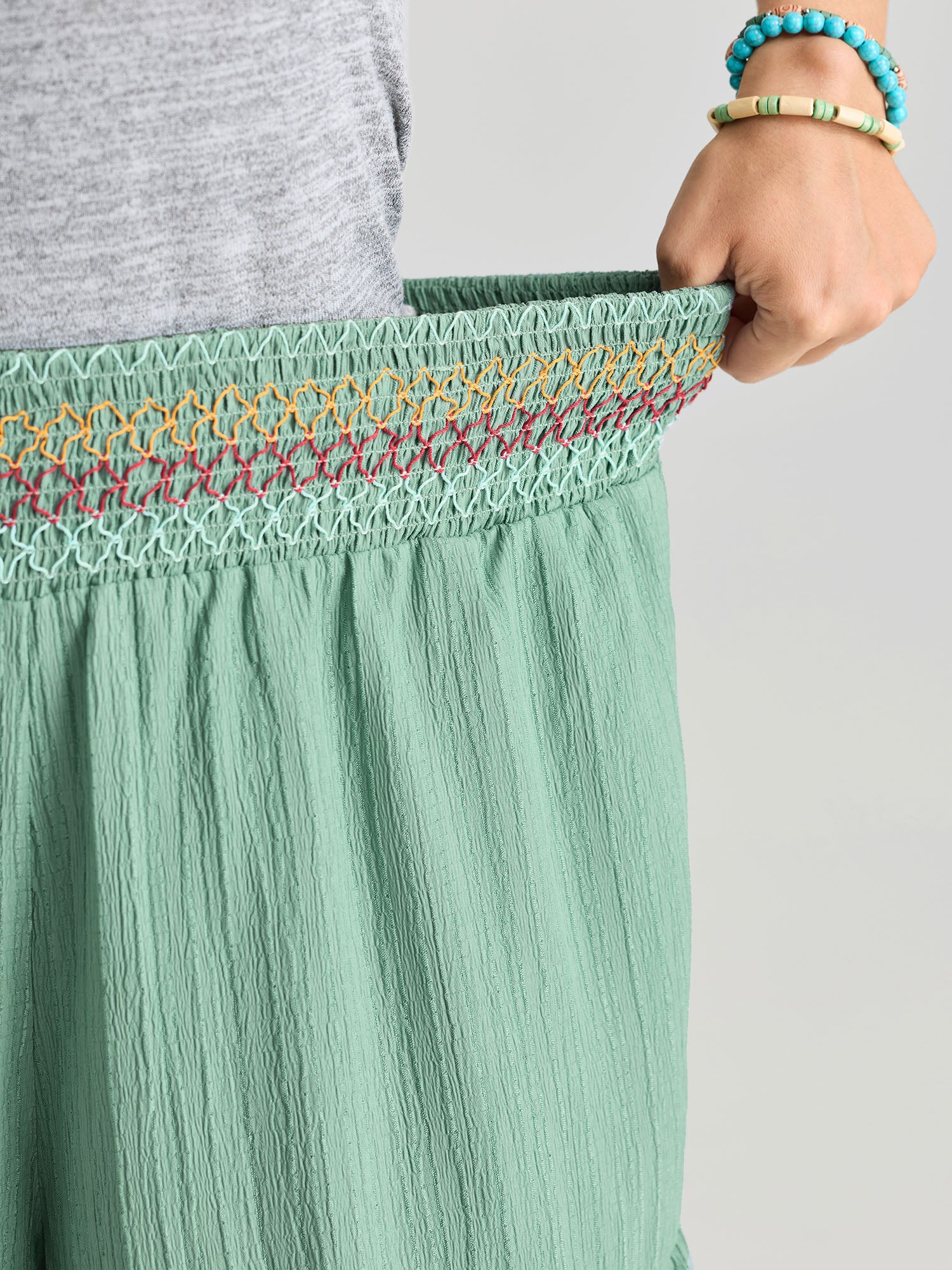 Tiered Shirred Waist Flare Pants - Image 4