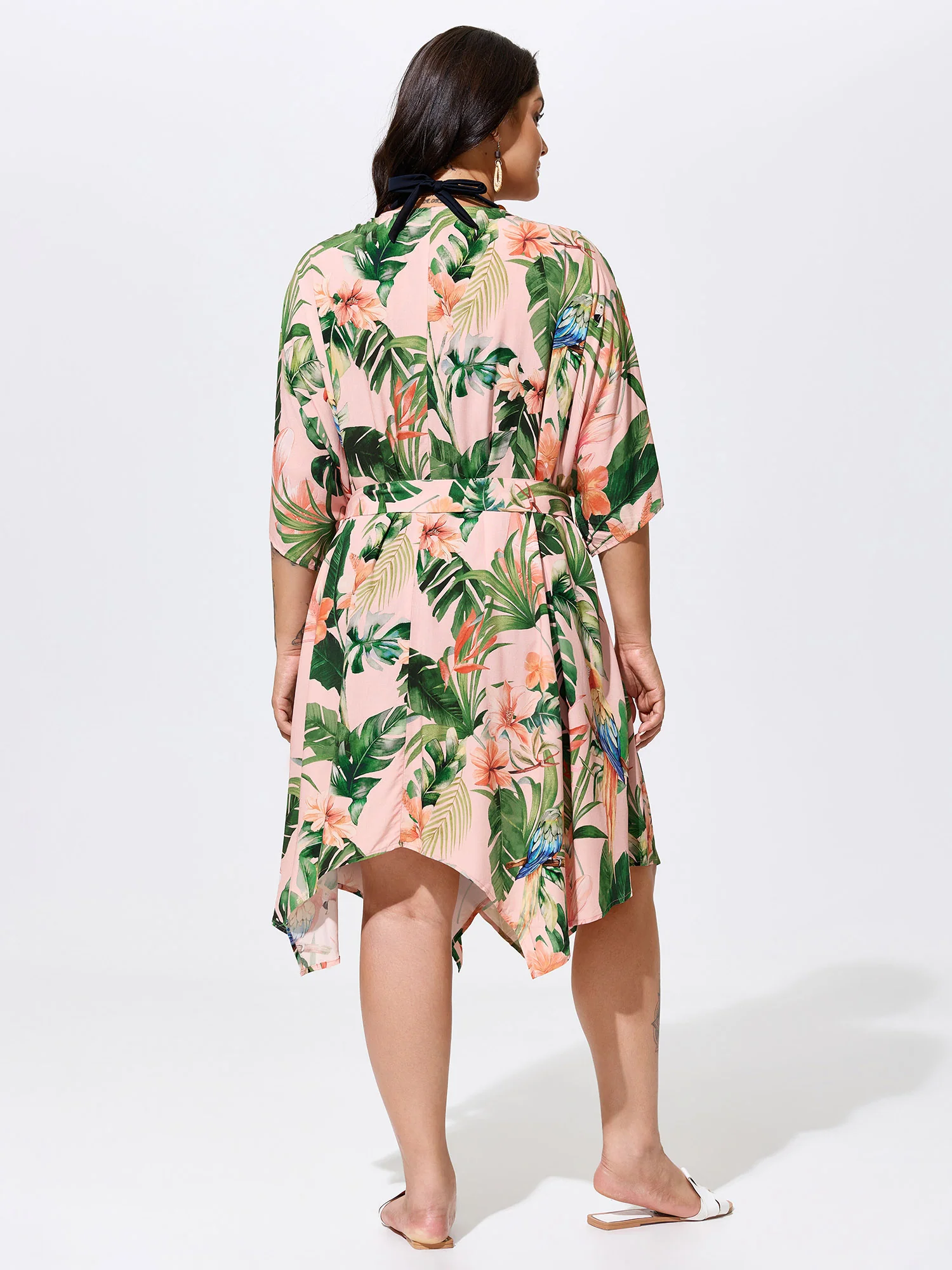 Tropical Escape Waist Tie Kimono - Image 4