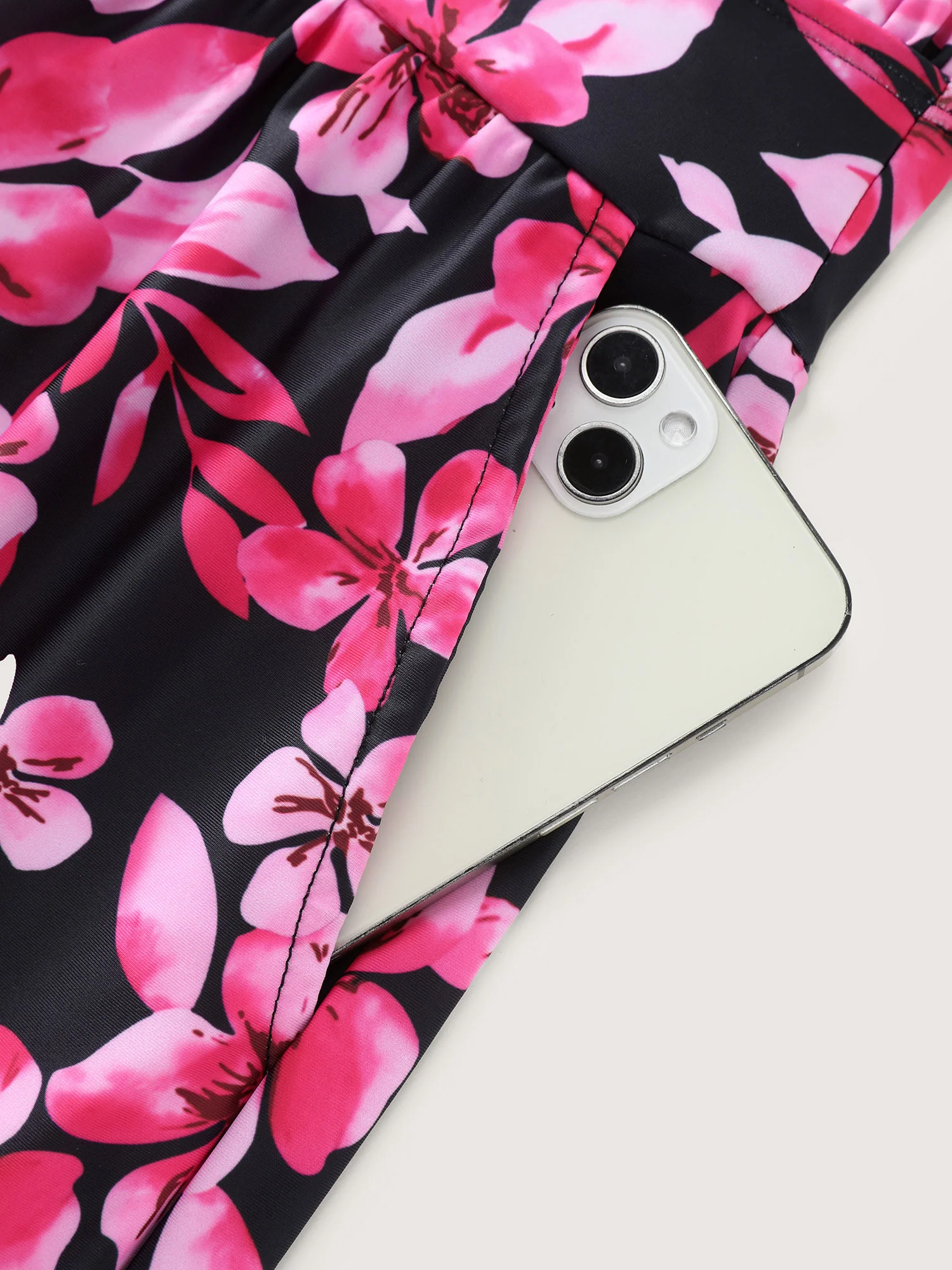 Tropical Flower Print Pockets One-Piece Swimsuit - Image 107