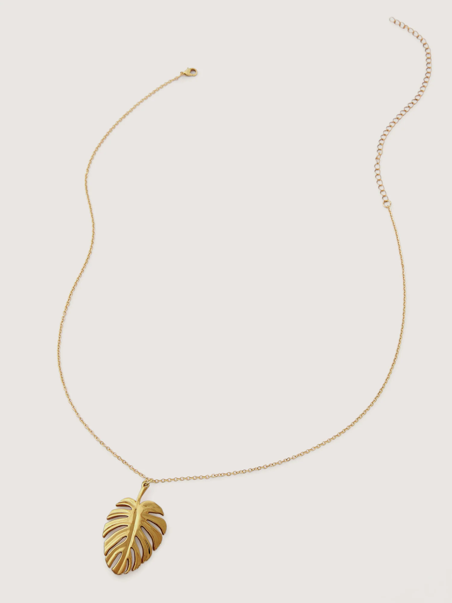 Tropical Leaf Gold-Tone Pendant - Image 2
