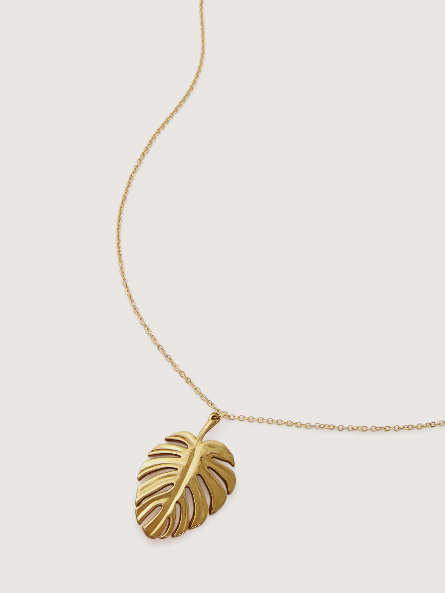 Tropical Leaf Gold-Tone Pendant - Image 3