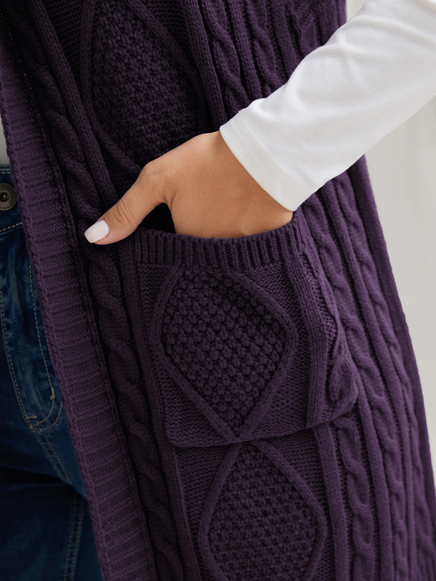 Twisted Hooded Sleeveless Knit Cardigan - Image 10