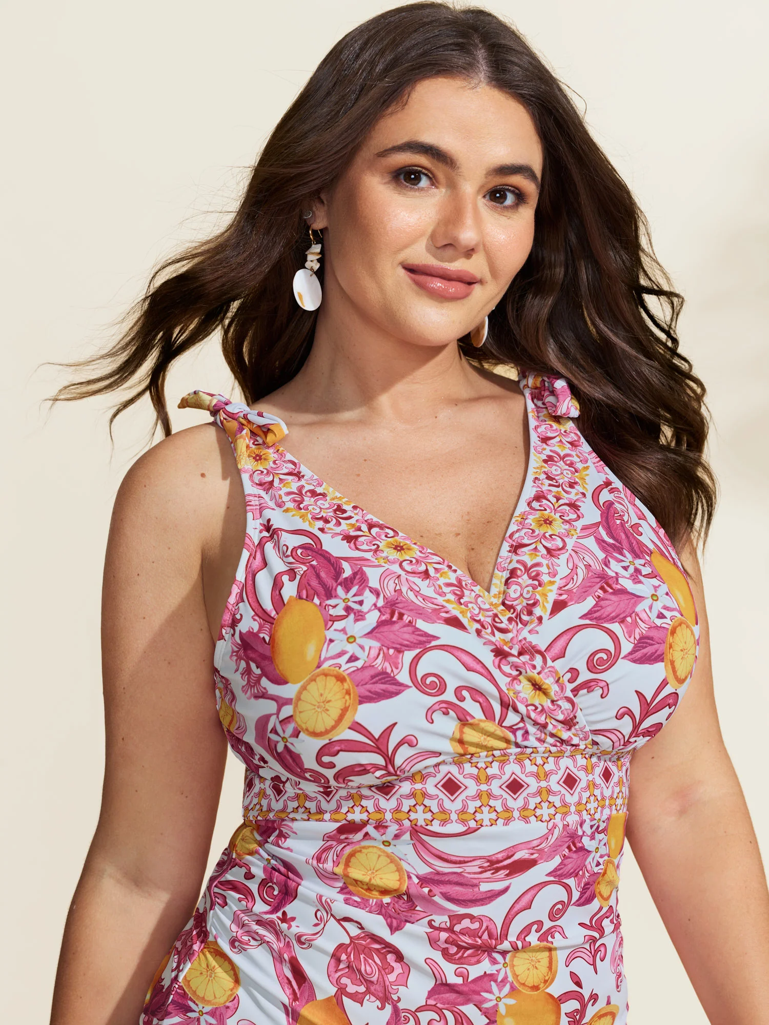Two-Piece Citrus Print Sarong Swimsuit - Image 25