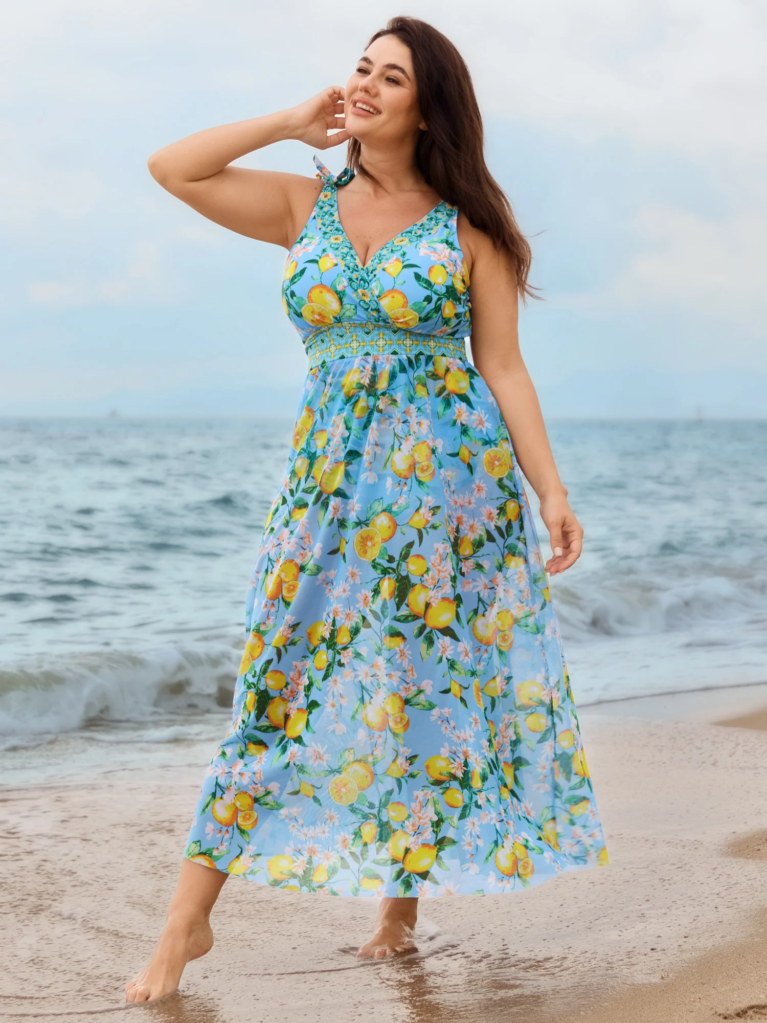 Two-Piece Citrus Print Sarong Swimsuit - Image 28