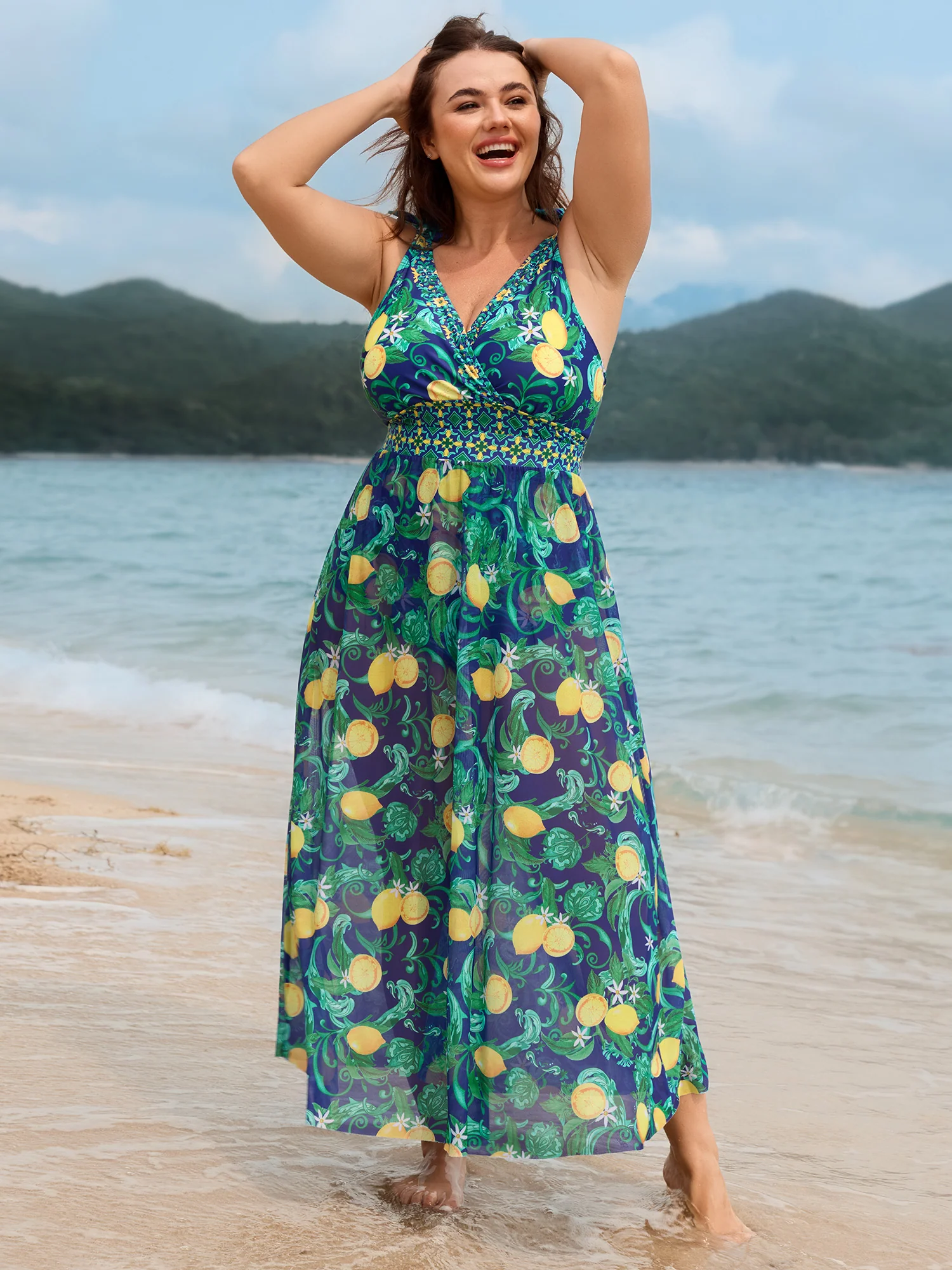 Two-Piece Citrus Print Sarong Swimsuit - Image 34
